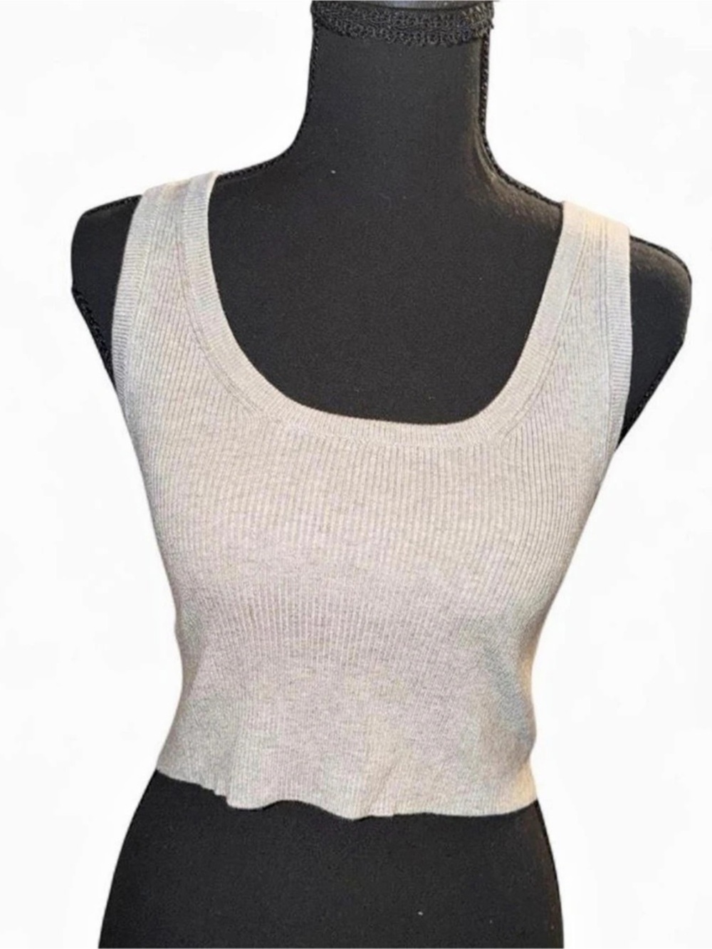 Michael Kors Ribbed Knit Cropped Tank Top Ribbed Tank Top in Gray Size Small NWT